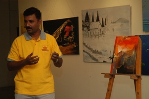 Shrikant Kadam having a dialogue with audience at Artfest 09, Indiaart Gallery